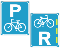 Pedal cycle parking and pedal cycle lane reservation sign